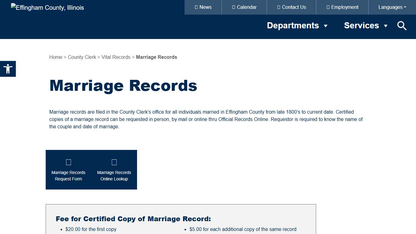 Marriage Records - Effingham County, Illinois