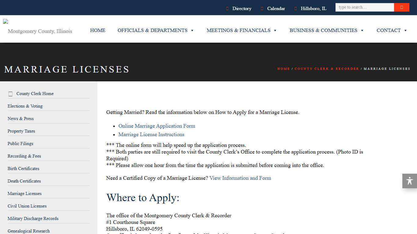 Marriage Licenses – Montgomery County, Illinois